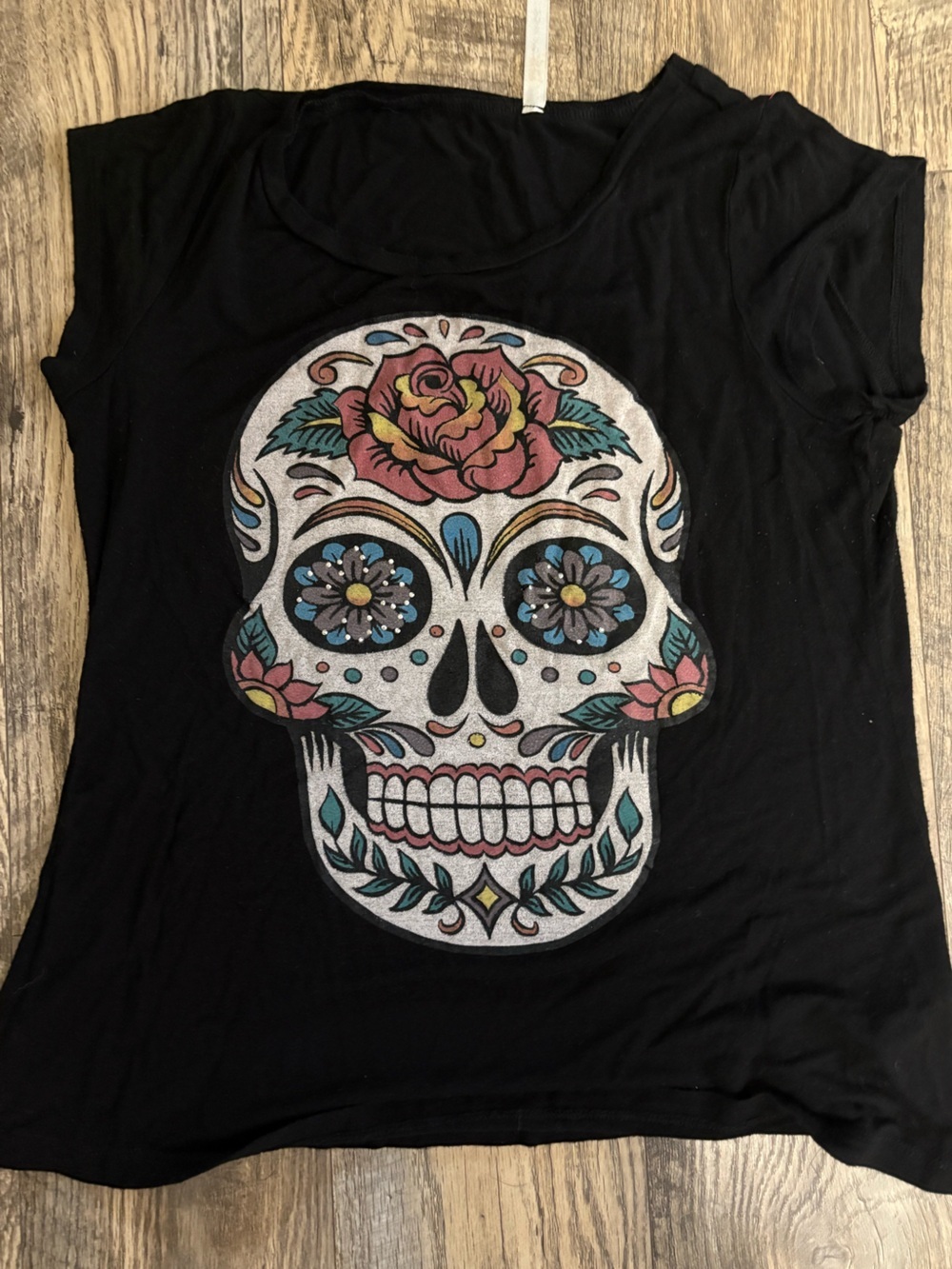 Occasion Black Top with Yellow Floral Tag Accent